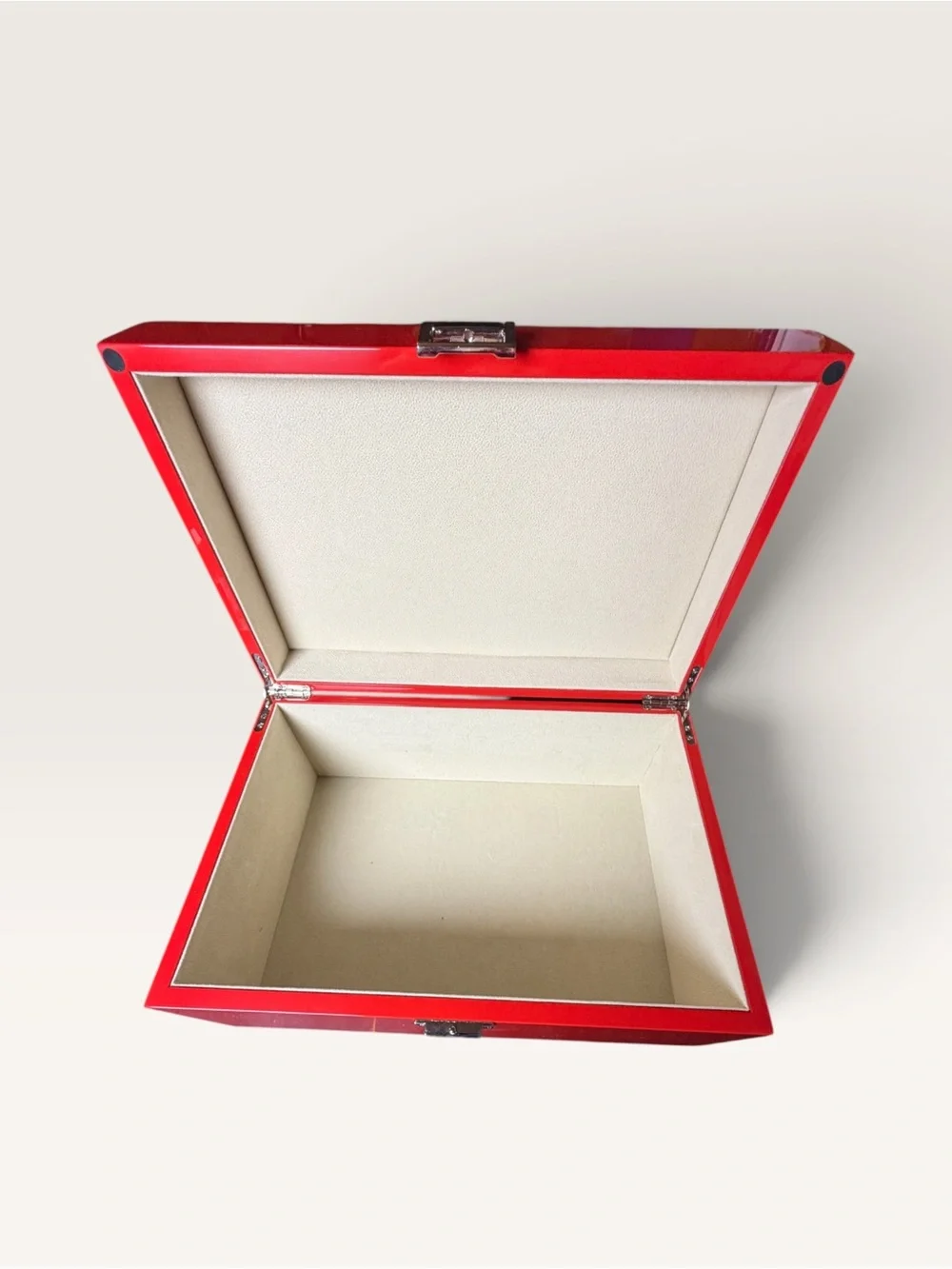 ALLURE BEAUTY Red Lacquered Storage Box with Cream Interior